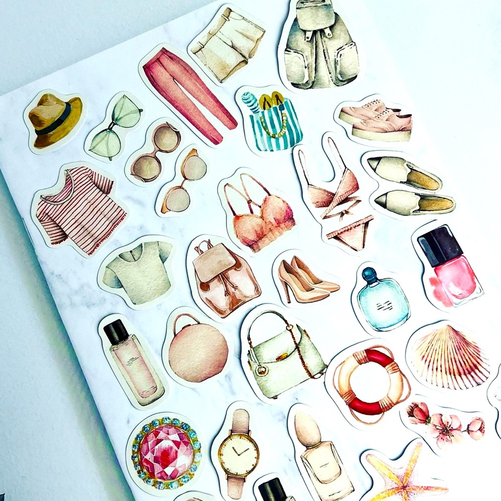 Pretty in Pink, Retro Vintage, 1950’s, Summertime Fun, 31 Deco Stickers